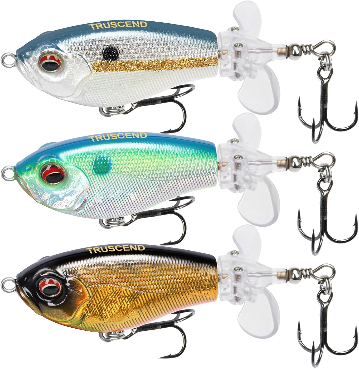 TRUSCEND PoPobait Plopper with BKK Hooks, Top Water Fishing Lures for Bass Walleye Pike Catfish Musky Perch, Floating Lure for Freshwater or Saltwater, Amazing Teasers Fishing Gifts for Family Fishing